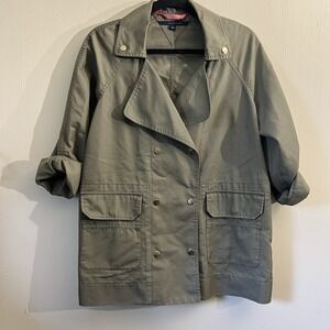 Tommy Hilfiger Army Green Jacket Women's Size Medium 3/4 sleeve double‎ breasted